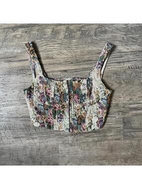 Women’s Crop Top Jacquard Corset Tapestry Wild Fable Cottagecore XS NWOT